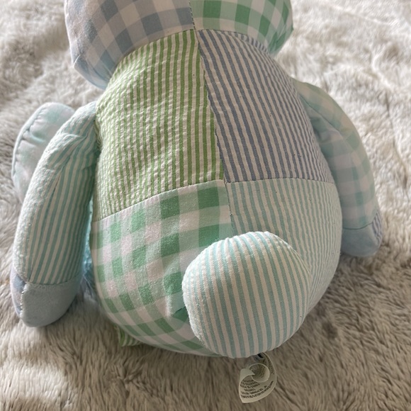PBK Pottery Barn Kids Patchwork Lovey Toy Plush Heart Gingham Stripe - Picture 2 of 6
